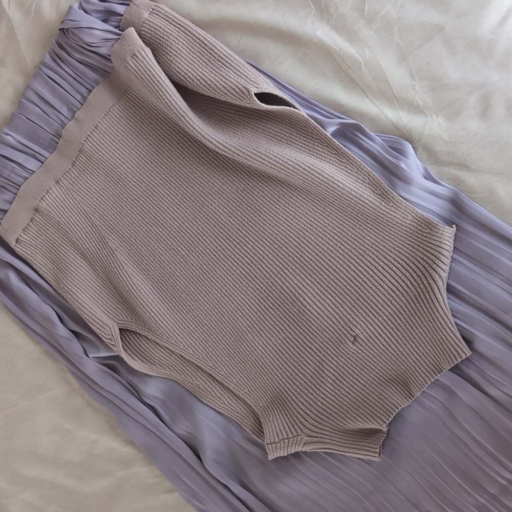Anthropologie Large Sleeveless Twofer Dress Lavender Purple Pleated Long Spring - Picture 6 of 8